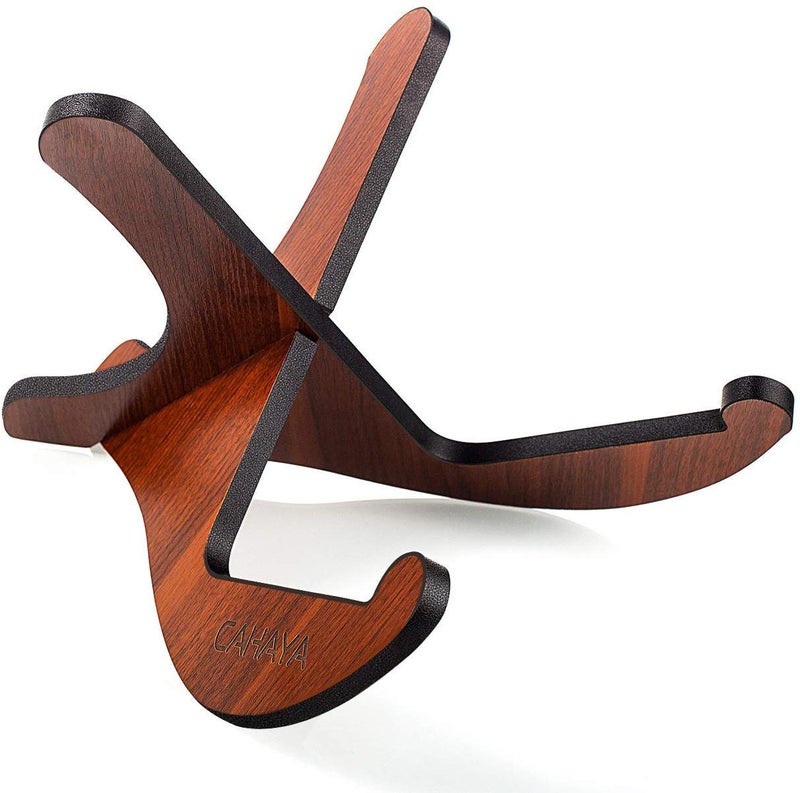 CAHAYA Guitar Stand Wooden Floor Guitar Stand Thicken Plywood X-Frame Style Portable String Instrument Holder with Soft Leather Edges for Acoustic Classical Bass Guitars (Acoustic Guitar Stand) CY0180 - Image 1